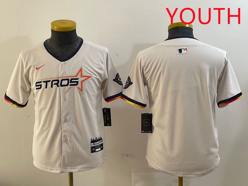 Youth Houston Astros Blank Cream three generations Joint Name 2025 Nike MLB Jersey style 414->youth mlb jersey->Youth Jersey